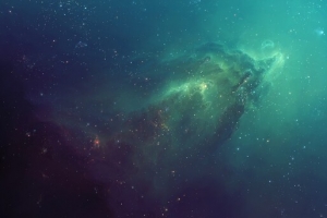 青色神秘星空海报
