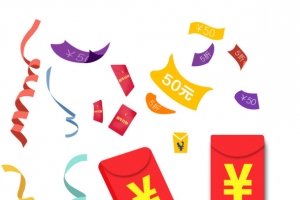 红包彩带钞票飘落