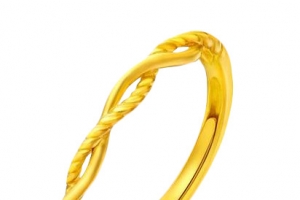 周大福扭绳黄金戒指高清PNG透明素材-漂浮彩带设计免费下载