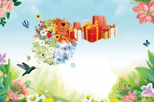 蓝天白云鸟礼物高清PNG透明背景设计素材免费下载