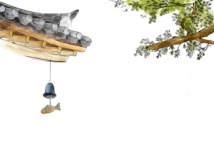 手绘古建筑屋檐