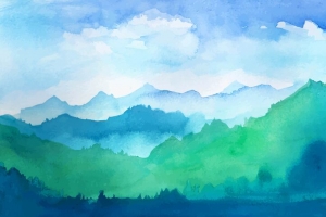 水墨山水插画海报背景模板