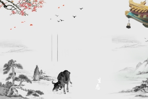 中国风水墨清明节古典海报背景素材