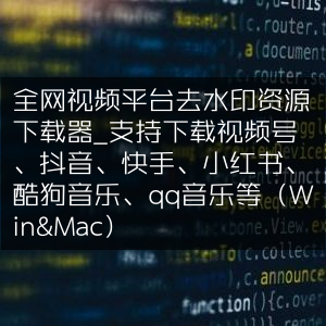 全网视频及音乐去水印下载工具，支持Win&Mac，覆盖视频号、抖音、快手、小红书、酷狗QQ音乐等