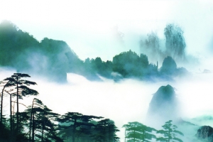 水墨山水云背景banner