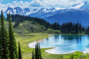 加拿大班夫国家公园高山湖泊风景3440x1440壁纸
