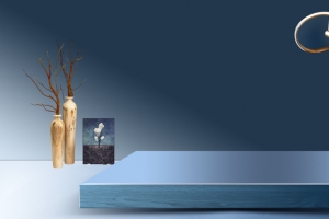 大气蓝色美妆促销banner