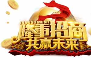 金色隆重招商共赢未来立体字红色
