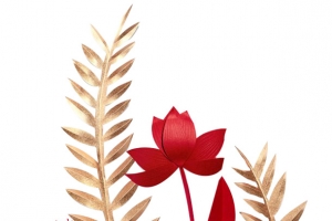 红色金属质感花