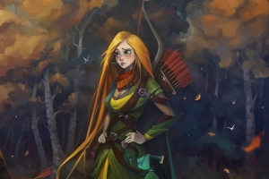 森林 女孩 dota 2美女弓箭手4K壁纸