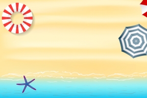 夏天海边度假防晒卡通童趣沙滩背景