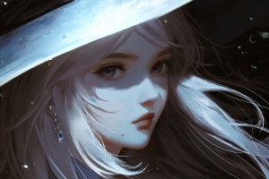 少女 帽子 耳环 唯美 动漫 ipad 平板壁纸