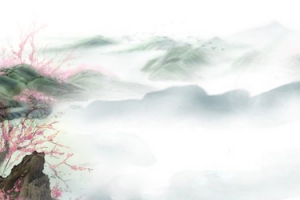 中国风水墨桃花风景背景