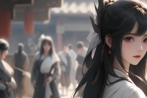 古风美女 街道3440*1440带鱼屏动漫壁纸