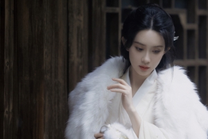 白色古装古风美女孟子义3440*1440带鱼屏壁纸