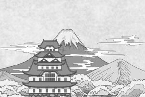 日式和风手绘富士山banner背景