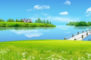 蓝天草地banner背景