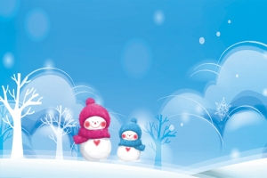 立冬卡通雪人景色蓝色banner