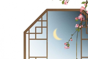 中国风夜景窗户风景