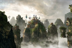 神秘白云山峰草地