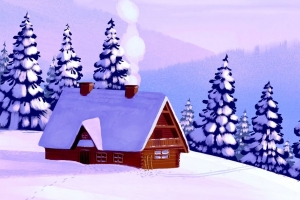 小屋 森林 雪 艺术 4k壁纸 3840x2160