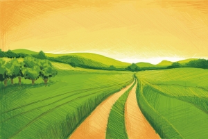 矢量手绘田野背景