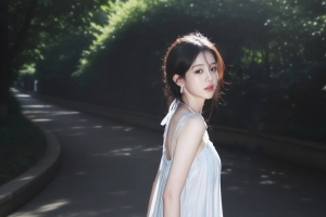 公园白色裙子美女侧脸4K高清壁纸4000x2250免费下载