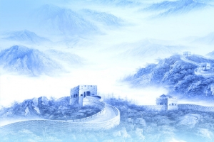 建筑风景中国风蓝色海报