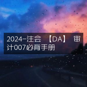 2024注会【DA】审计007核心必背手册