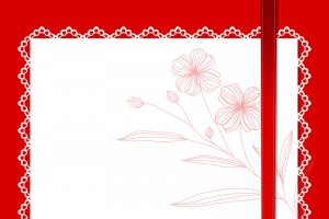 红色背景边框背景彩带花朵