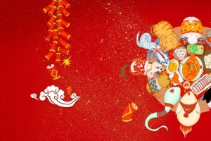 新年红色卡通电商海报banner