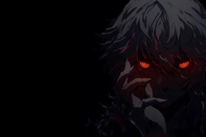 男孩红眼睛动漫高清壁纸 3440x1440黑色背景带鱼屏4K免费下载