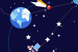 星星时尚创意卡通手绘外星球背景