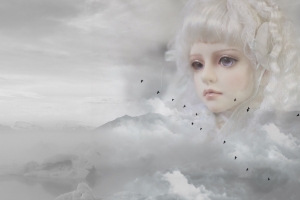 女子 小精灵 鸟类 天空 神秘 飞 童话 4K壁纸