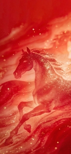 红色背景骏马4K高清竖屏手机壁纸2073x4503免费下载