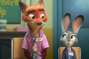 疯狂动物城，兔子朱迪与狐狸尼克眼神对视4K高清剧照壁纸3840x2160免费下载