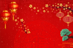 红色喜庆一家人拜年海报