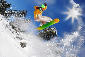 冬日滑雪的运动员游乐场海报