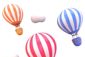卡通彩色热气球手绘高清PNG透明素材免费下载