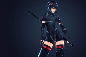 武士刀女生4K动漫壁纸