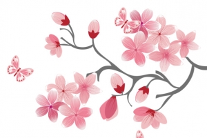 手绘装饰玉兰花素材