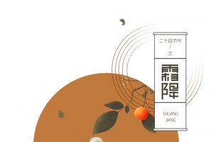 霜降手绘柿子装饰元素