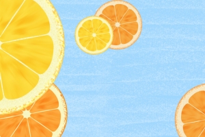 夏天清凉淘宝促销柠檬插画蓝色背景