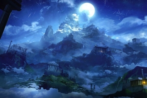 建筑 建筑 幻想 月亮 艺术 4k壁纸 3840x2160