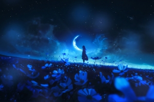 月光少女星空月亮主题2880x1800高清壁纸免费下载