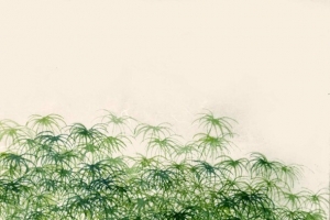 水墨画河岸边读书的人海报背景