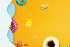 清新简约面包点心美食促销banner