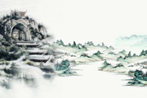 山水画大佛背景