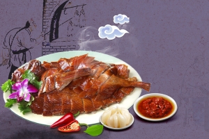 中国风北京片皮鸭背景素材