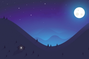 蓝色的夜空流星插画